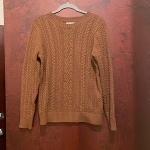 NWOT Brown Cableknit Sweater, 100% Cotton